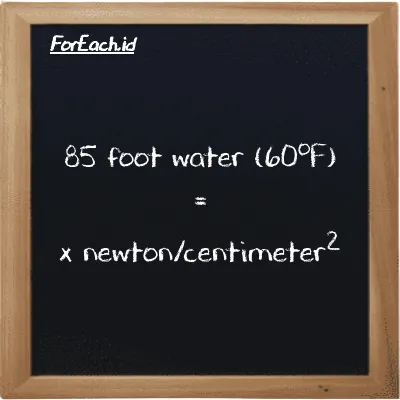 Example foot water (60<sup>o</sup>F) to newton/centimeter<sup>2</sup> conversion (85 ftH2O to N/cm<sup>2</sup>)